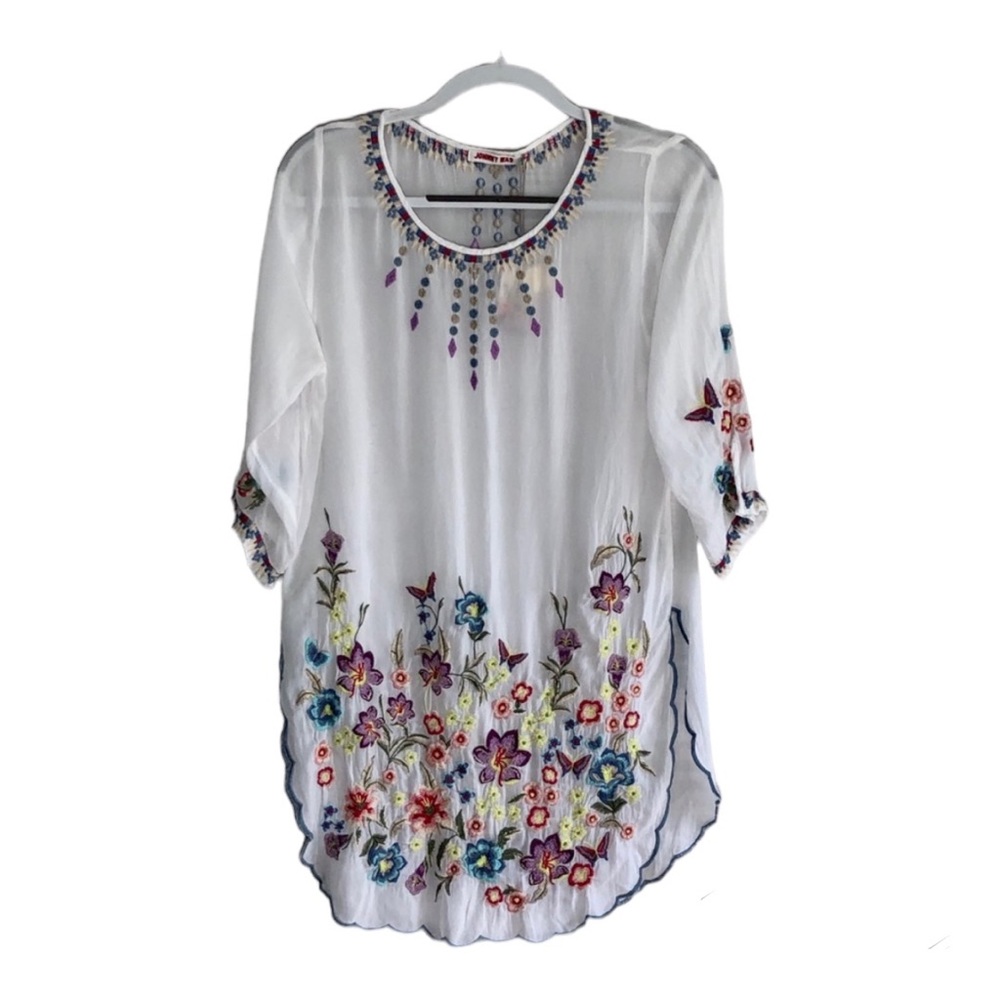 Johnny Was Marlin Embroidered Cotton
Tunic Top